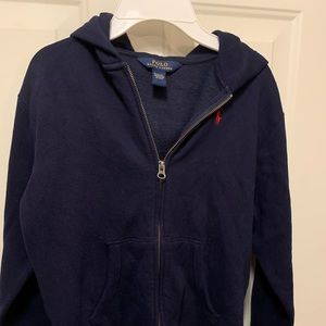 🔥HOT HOLIDAY DEAL🔥 POLO Ralph Lauren Full Zip Fleece Hoodie Jacket NAVY M(10-12)